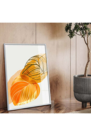 Gold Metal Çerçeveli Kolaj Çizim Modern Tema Kırılmaz Cam Tablo