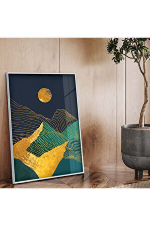 Siyah Metal Çerçeveli Kolaj Çizim Kırılmaz Cam Tablo