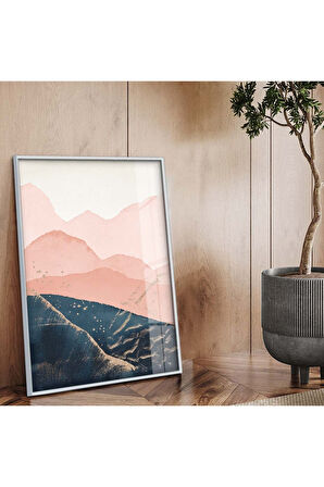 Gümüş Metal Çerçeveli Kolaj Çizim Kırılmaz Cam Tablo