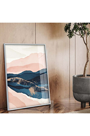 Siyah Metal Çerçeveli Kolaj Çizim Kırılmaz Cam Tablo