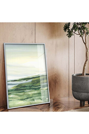 Siyah Metal Çerçeveli Modern Çizim Soyut Tema Kırılmaz Cam Tablo