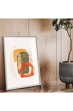 Gold Metal Çerçeveli Soyut Tema Modern Çizim Kırılmaz Cam Tablo