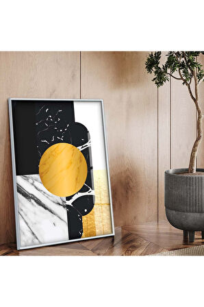Siyah Metal Çerçeveli Modern Çizim Kırılmaz Cam Tablo