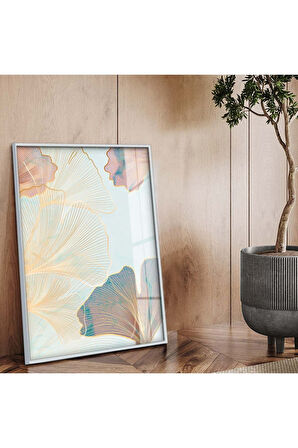 Siyah Metal Çerçeveli Kolaj Çizim Çiçek Kırılmaz Cam Tablo