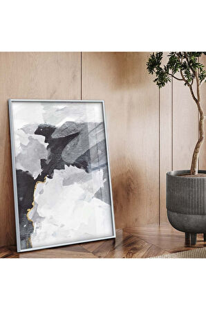 Siyah Metal Çerçeveli Modern Çizim Soyut Tema Kırılmaz Cam Tablo