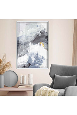 Siyah Metal Çerçeveli Modern Çizim Soyut Tema Kırılmaz Cam Tablo