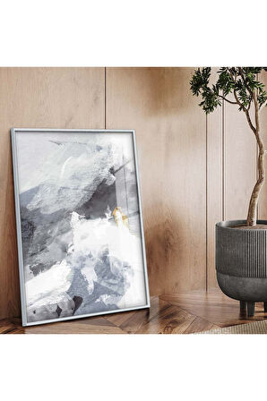 Siyah Metal Çerçeveli Modern Çizim Soyut Tema Kırılmaz Cam Tablo