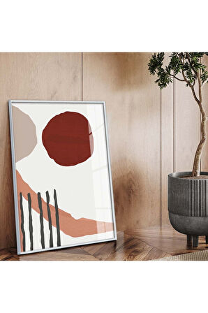 Siyah Metal Çerçeveli Kolaj Çizim Soyut Tema Kırılmaz Cam Tablo