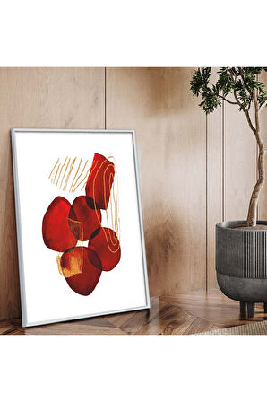 Siyah Metal Çerçeveli Kolaj Çizim Soyut Tema Kırılmaz Cam Tablo