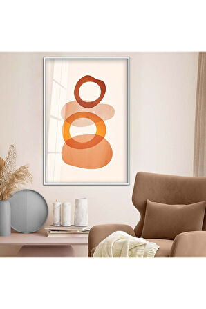 Gold Metal Çerçeveli Modern Çizim Soyut Tema Kırılmaz Cam Tablo