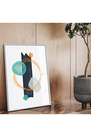 Siyah Metal Çerçeveli Modern Çizim Soyut Tema Kırılmaz Cam Tablo