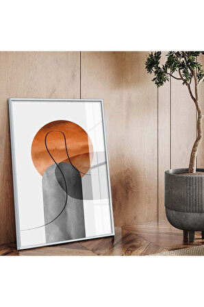 Siyah Metal Çerçeveli Modern Çizim Soyut Tema Kırılmaz Cam Tablo