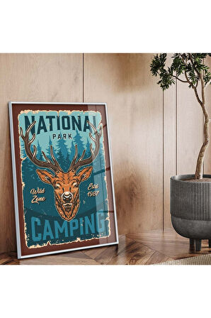 Siyah Metal Çerçeveli Modern Çizim Hayvanat Bahçesi Tema Kırılmaz Cam Tablo