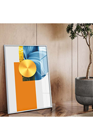 Siyah Metal Çerçeveli Geometrik Çizim Soyut Tema Kırılmaz Cam Tablo