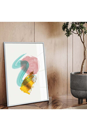 Siyah Metal Çerçeveli Modern Çizim Soyut Tema Kırılmaz Cam Tablo