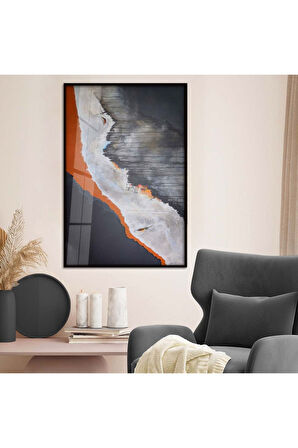 Gold Metal Çerçeveli Kolaj Çizim Kırılmaz Cam Tablo