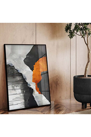 Gümüş Metal Çerçeveli Kolaj Çizim Kırılmaz Cam Tablo