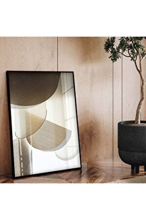 Siyah Metal Çerçeveli Modern Çizim Soyut Tema Kırılmaz Cam Tablo