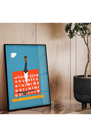 Gümüş Metal Çerçeveli Modern Çizim Kırılmaz Cam Tablo