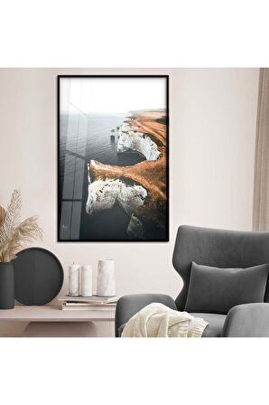 Gold Metal Çerçeveli Doğa Manzara Kırılmaz Cam Tablo