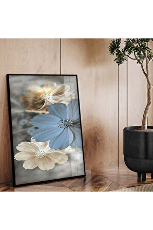 Gümüş Metal Çerçeveli Çiçek Desen Kırılmaz Cam Tablo