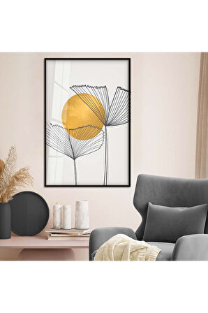 Gümüş Metal Çerçeveli Kolaj Çizim Modern Tema Kırılmaz Cam Tablo