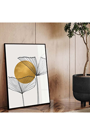 Gümüş Metal Çerçeveli Kolaj Çizim Modern Tema Kırılmaz Cam Tablo