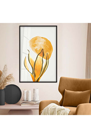 Gümüş Metal Çerçeveli Kolaj Çizim Modern Tema Kırılmaz Cam Tablo