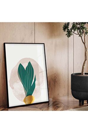 Gümüş Metal Çerçeveli Kolaj Çizim Modern Tema Kırılmaz Cam Tablo