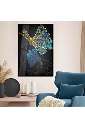 Gümüş Metal Çerçeveli Kolaj Çizim Çiçek Desen Kırılmaz Cam Tablo