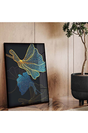 Gümüş Metal Çerçeveli Kolaj Çizim Çiçek Desen Kırılmaz Cam Tablo