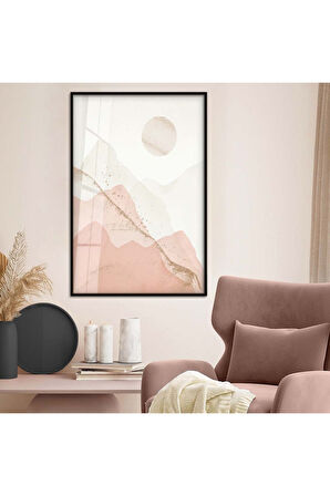 Gold Metal Çerçeveli Kolaj Çizim Kırılmaz Cam Tablo