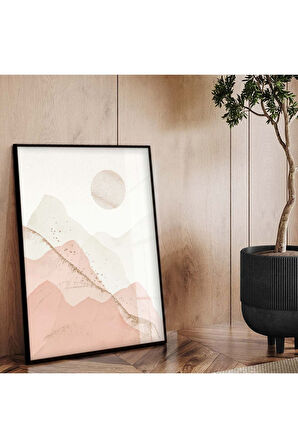 Gold Metal Çerçeveli Kolaj Çizim Kırılmaz Cam Tablo