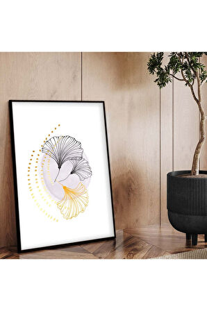 Gümüş Metal Çerçeveli Kolaj Çizim Çiçek Kırılmaz Cam Tablo