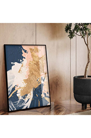 Gümüş Metal Çerçeveli Soyut Tema Modern Çizim Kırılmaz Cam Tablo