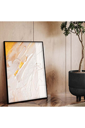 Gümüş Metal Çerçeveli Soyut Tema Modern Çizim Kırılmaz Cam Tablo