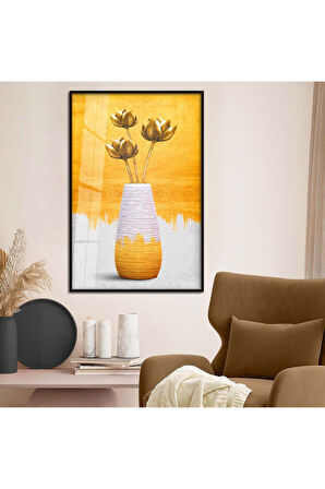 Gümüş Metal Çerçeveli Soyut Tema Modern Çizim Kırılmaz Cam Tablo