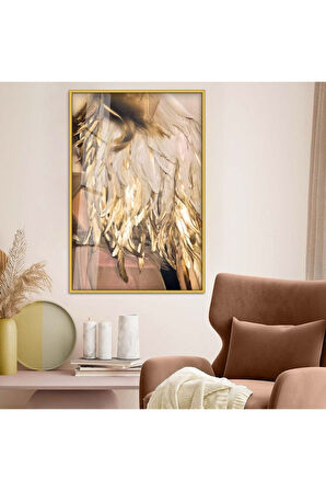 Gümüş Metal Çerçeveli Yaprak Desen Kırılmaz Cam Tablo