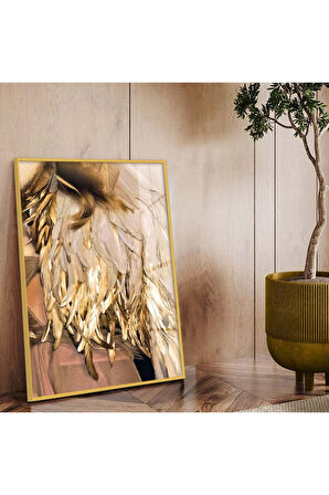 Gümüş Metal Çerçeveli Yaprak Desen Kırılmaz Cam Tablo