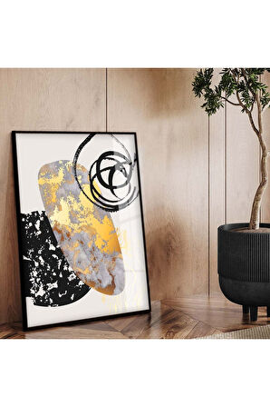 Siyah Metal Çerçeveli Modern Çizim Kırılmaz Cam Tablo