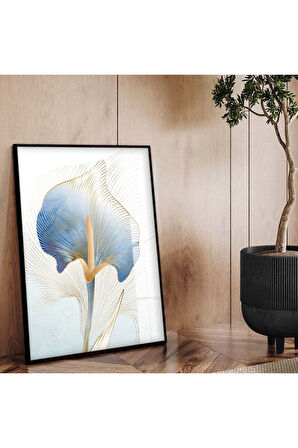 Gümüş Metal Çerçeveli Modern Çizim Çiçek Desen Kırılmaz Cam Tablo