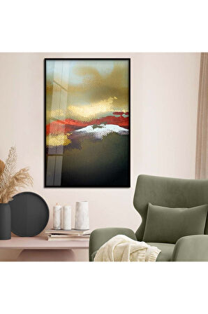 Gümüş Metal Çerçeveli Modern Çizim Soyut Tema Kırılmaz Cam Tablo