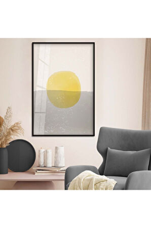 Gümüş Metal Çerçeveli Kolaj Çizim Soyut Tema Kırılmaz Cam Tablo