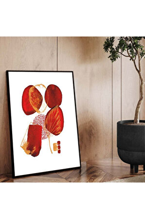 Gümüş Metal Çerçeveli Kolaj Çizim Soyut Tema Kırılmaz Cam Tablo