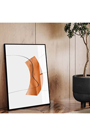 Siyah Metal Çerçeveli Modern Çizim Soyut Tema Kırılmaz Cam Tablo