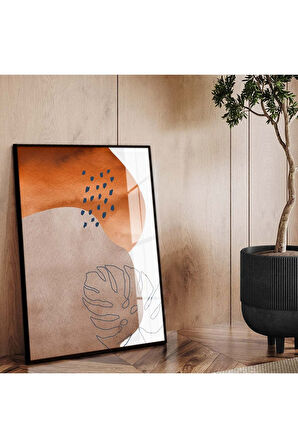 Gümüş Metal Çerçeveli Modern Çizim Soyut Tema Kırılmaz Cam Tablo