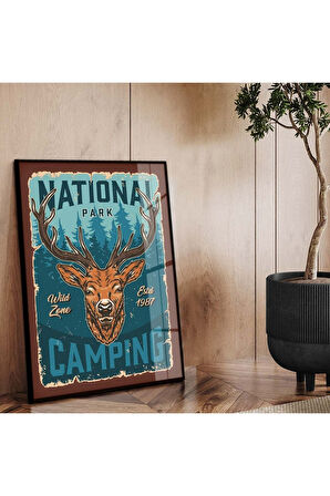 Siyah Metal Çerçeveli Modern Çizim Hayvanat Bahçesi Tema Kırılmaz Cam Tablo