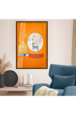 Gümüş Metal Çerçeveli Geometrik Çizim Hayvan Tema Kırılmaz Cam Tablo
