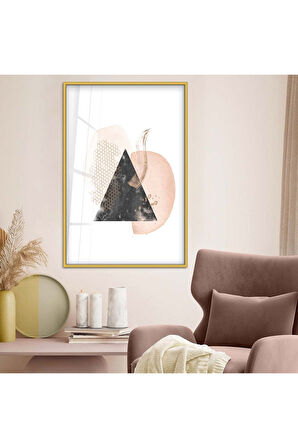 Gümüş Metal Çerçeveli Geometrik Desen Modern Çizim Kırılmaz Cam Tablo
