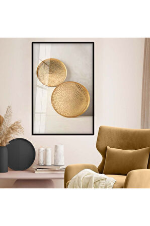 Gümüş Metal Çerçeveli Modern Çizim Soyut Tema Kırılmaz Cam Tablo
